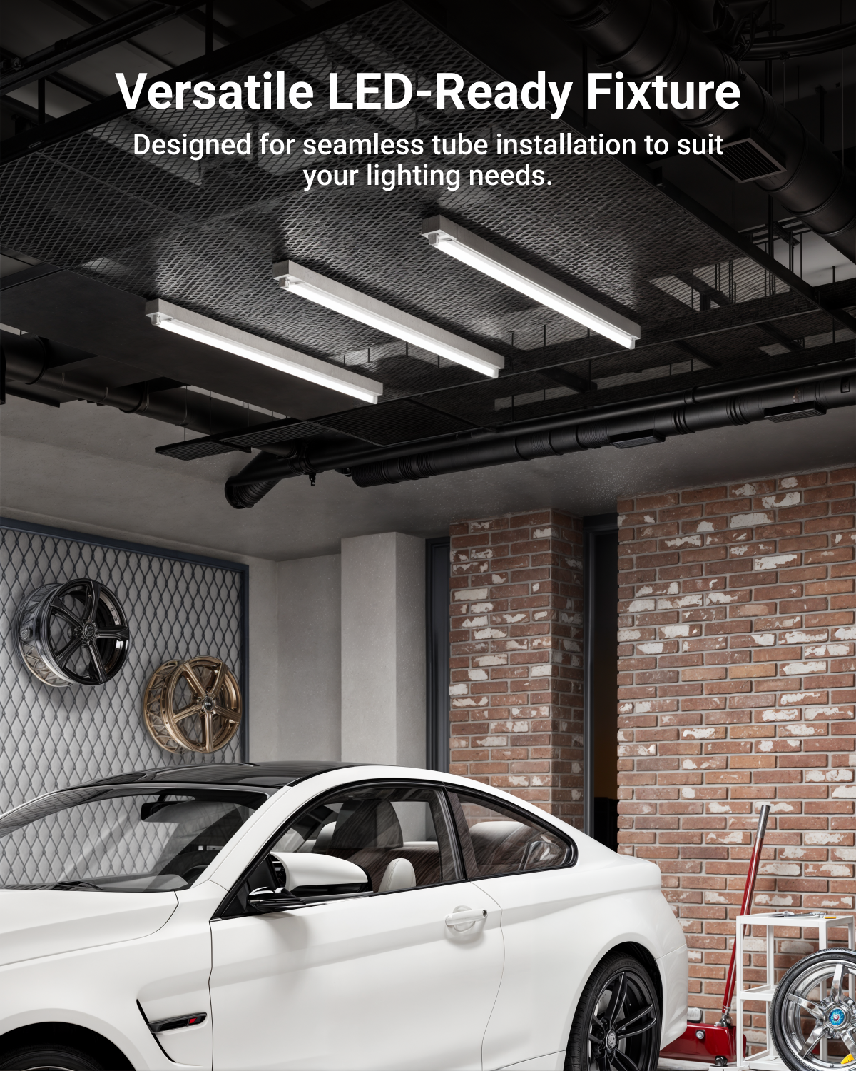 The wraparound provides bright, uniform lighting for spacious areas.