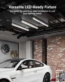 The wraparound provides bright, uniform lighting for spacious areas.