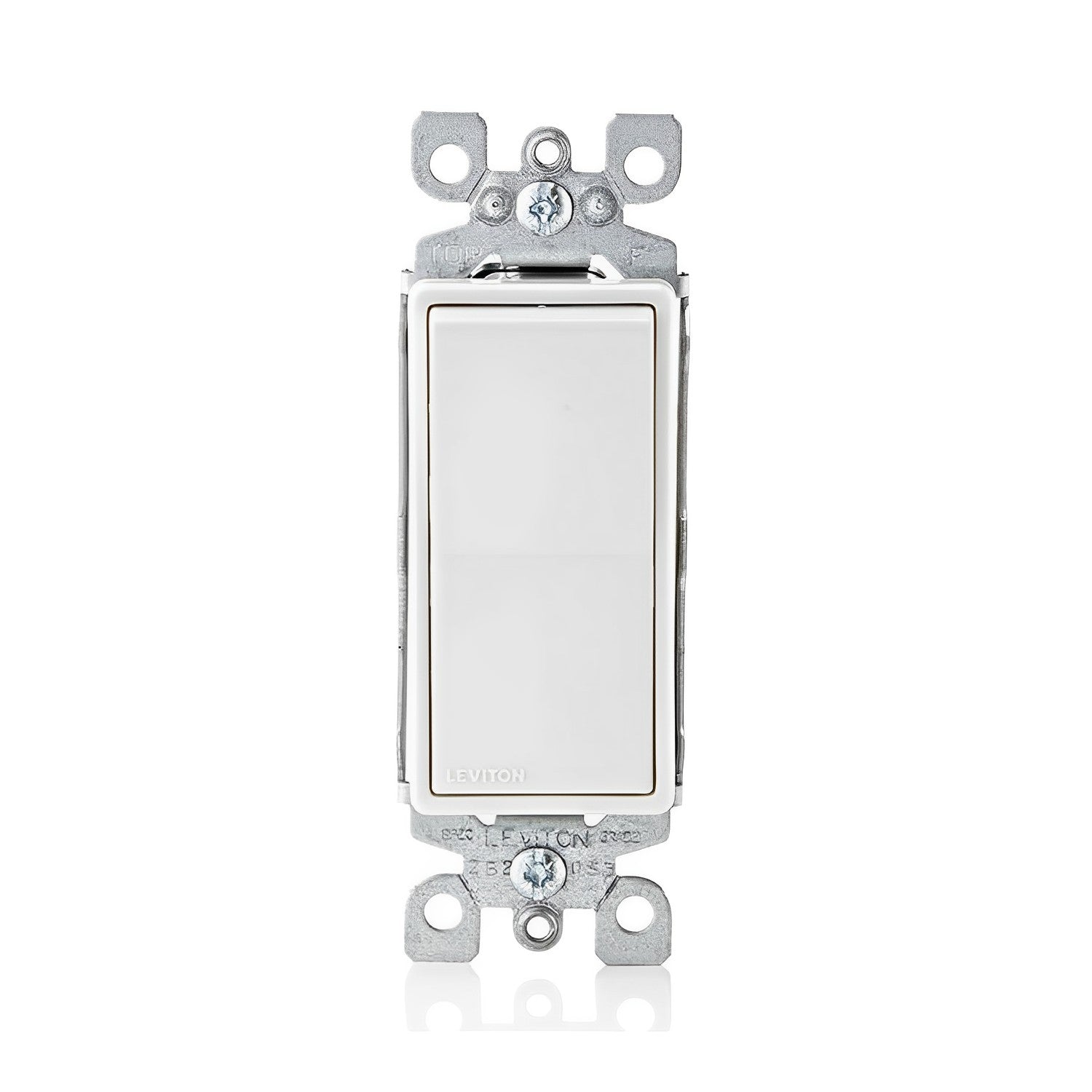 Leviton 5601-2W 15 Amp, 120/277 Volt, Decora Rocker Single-Pole AC Quiet Switch, Residential Grade, Grounding, White