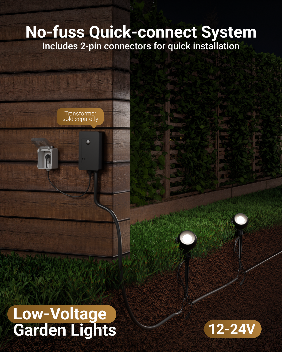 Sunco Low voltage or spotlight includes 2-pin connectors for quick and simple installation.