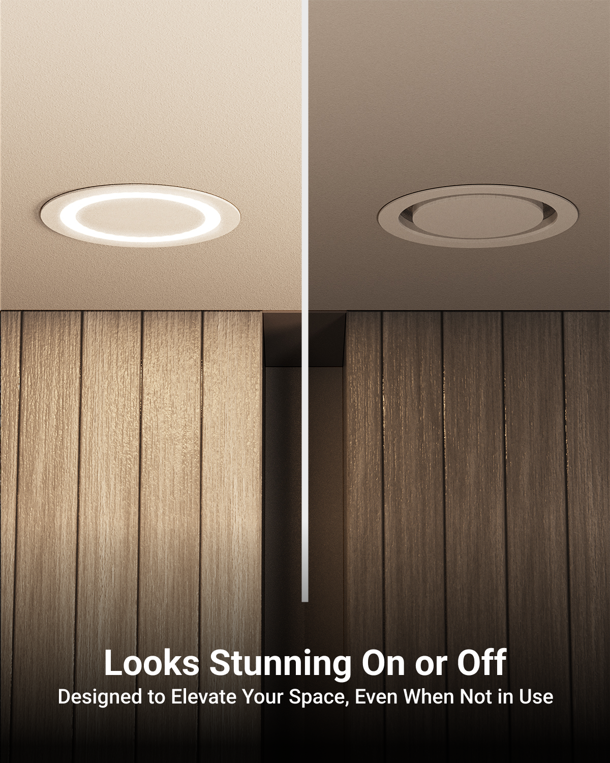 Even when the fixture is turned off, it seamlessly blends in with the ceiling.