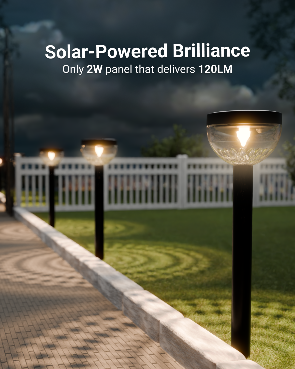 Solar Garden LED Path Lights, Round, Bloom, Dusk to Dawn Photocell