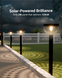 Solar Garden LED Path Lights, Round, Bloom, Dusk to Dawn Photocell