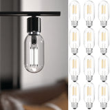 The T45 Filament Bulb emits a soft, warm light that creates a cozy and inviting ambiance.