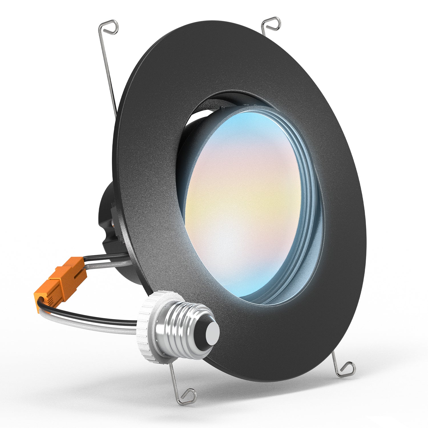 Recessed LED Retrofit Lighting, 5/6 Inch, Gimbal, Selectable CCT, 800 Lumens (Black Trim)