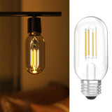 The T45 Filament Bulb emits a soft, warm light that creates a cozy and inviting ambiance.