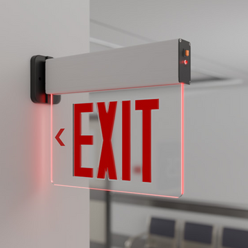 The exit sign has US standard red 6" high letters with 3/4" strokes that are visible from up to 100 feet away for maximum visibility.