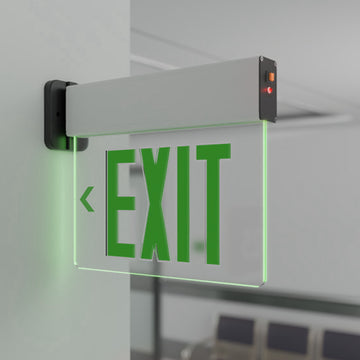 The exit sign has US standard green 6" high letters with 3/4" strokes that are visible from up to 100 feet away for maximum visibility.