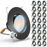Recessed LED Retrofit Lighting, 5/6 Inch, Gimbal, Selectable CCT, 800 Lumens (Black Trim)