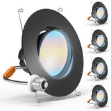 Recessed LED Retrofit Lighting, 5/6 Inch, Gimbal, Selectable CCT, 800 Lumens (Black Trim)