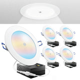 Recessed LED Lighting, 6 Inch, Motion Activated, Slim, Wafer Think, Smooth Trim, Selectable CCT, 1200 Lumens
