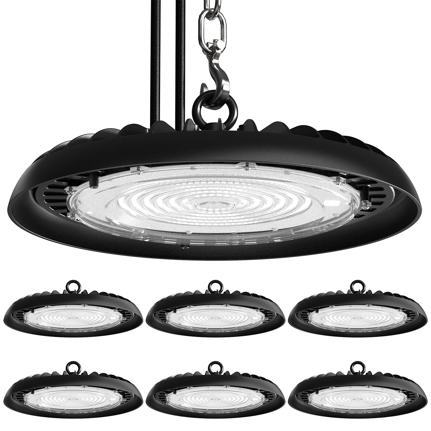 UFO High Bay 200W LED Fixture, Black, 28000 Lumens