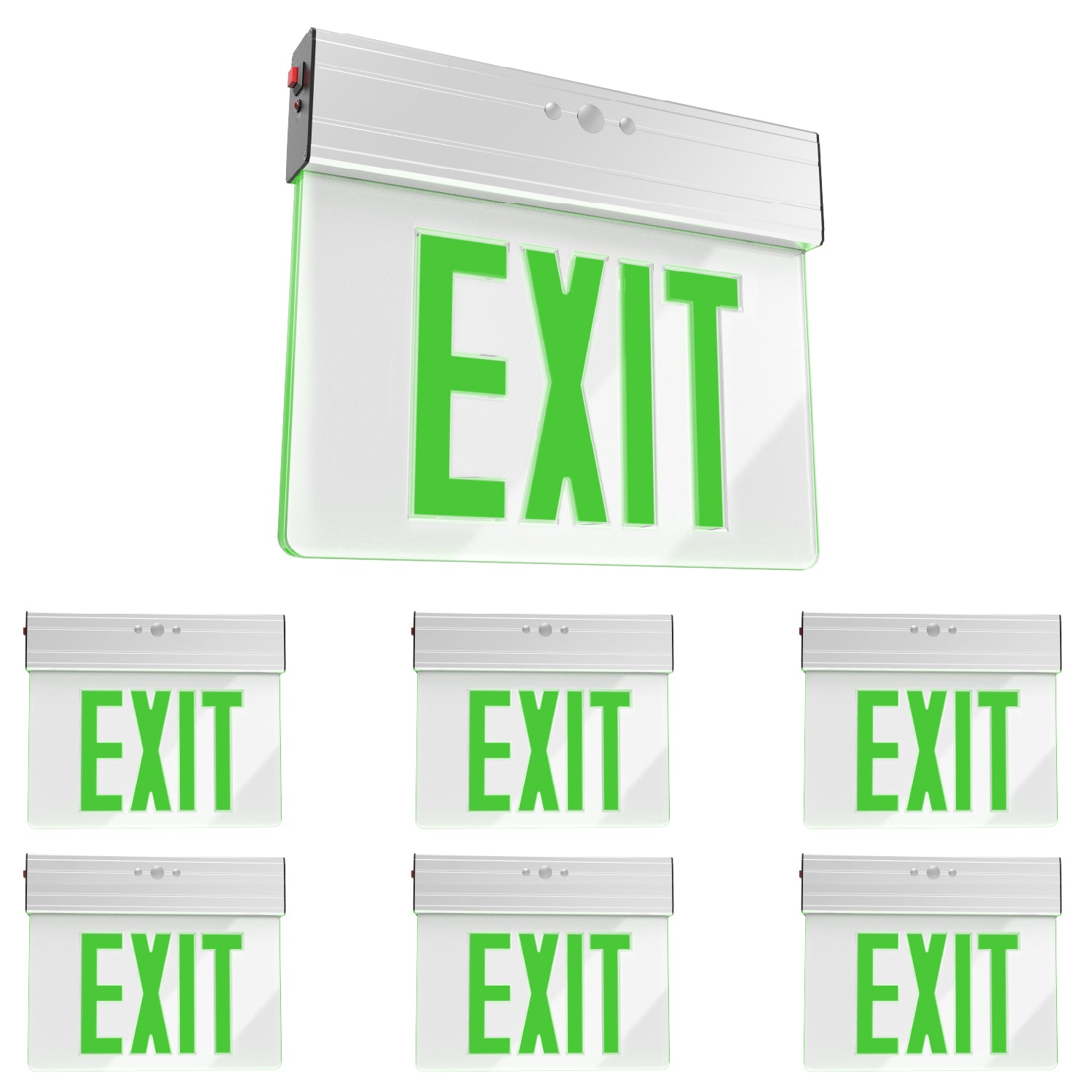 LED Edge-Lit Clear Exit Sign (Green), Single-Sided