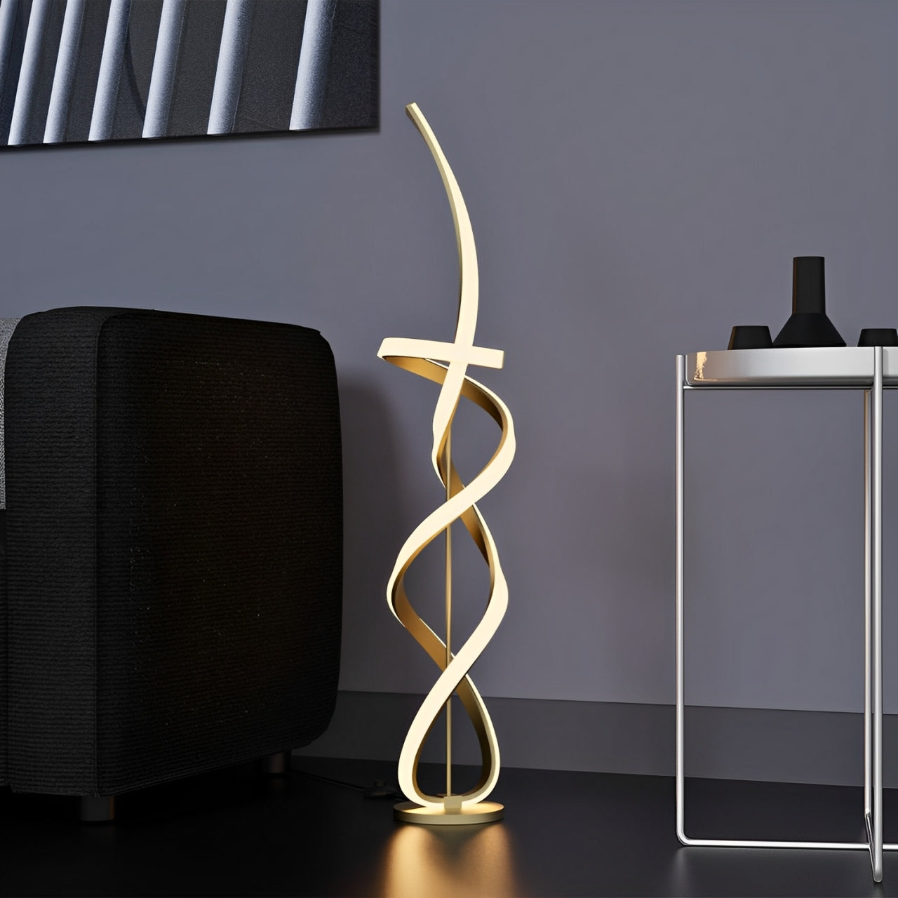 55" Matte Gold LED Floor Lamp, 2400 Lumens