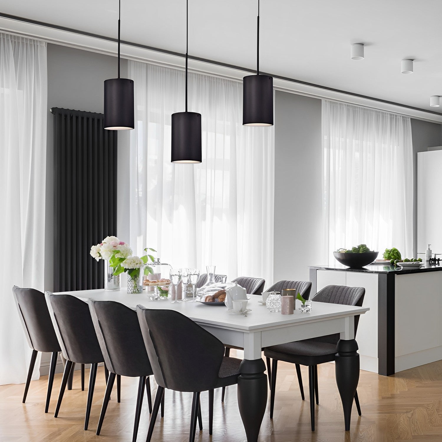 6" Black Finish Cylinder LED Pendant Light, P5048D Series