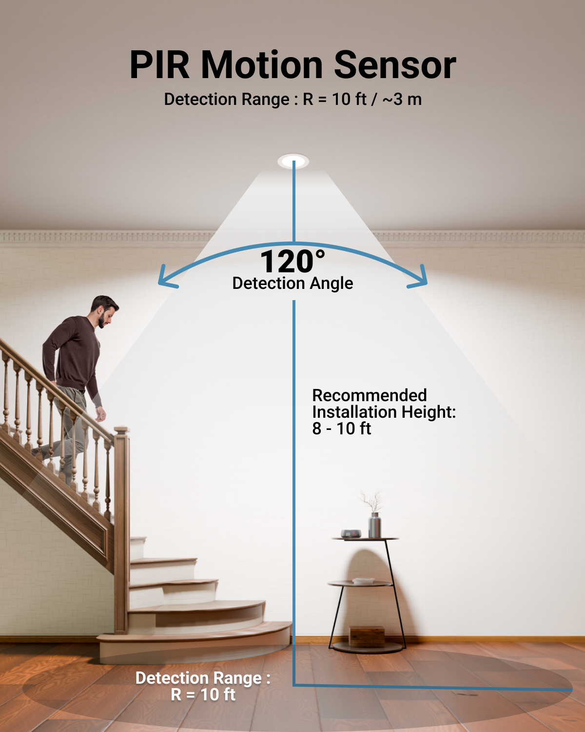 With its built-in motion sensor, this sleek, low-profile light automatically turns on when movement is detected and shuts off when you leave, saving energy and adding convenience.