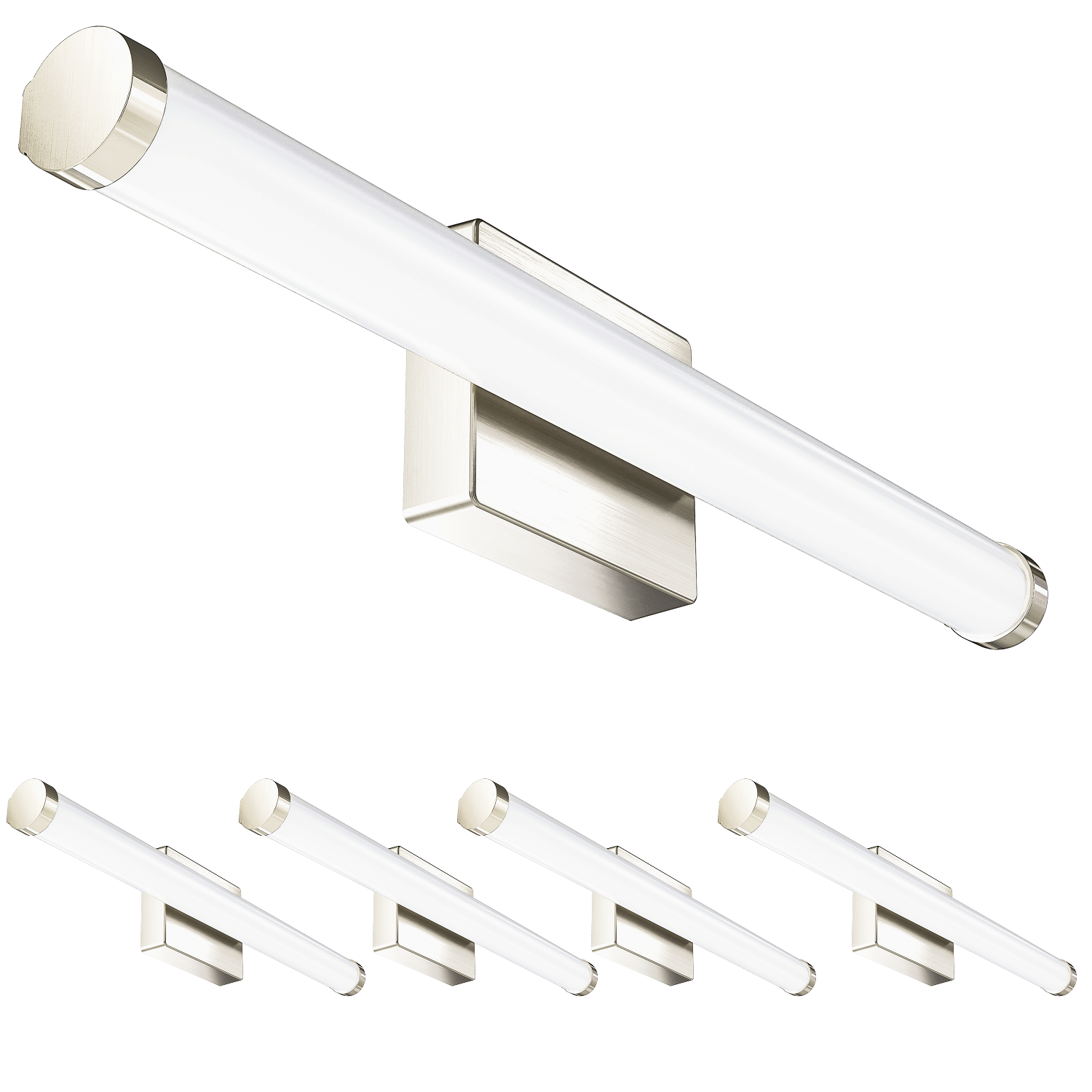 Sunco Cylinder Vanity Light, 22W, Nickel, Selectable CCT, 1650 Lumens available in 4 pack