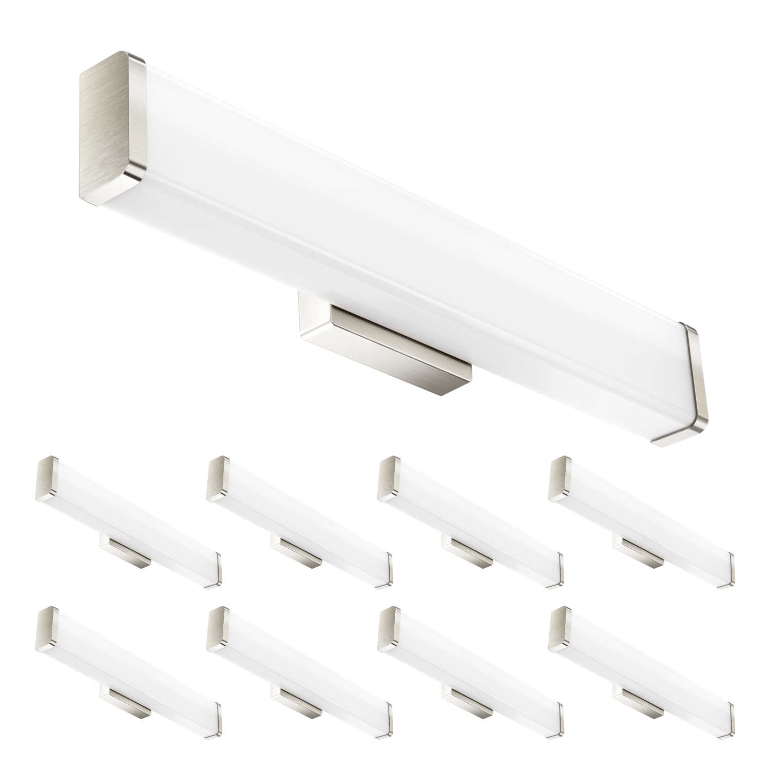 Sunco rectangular nickel vanity light comes in an 8 pack.