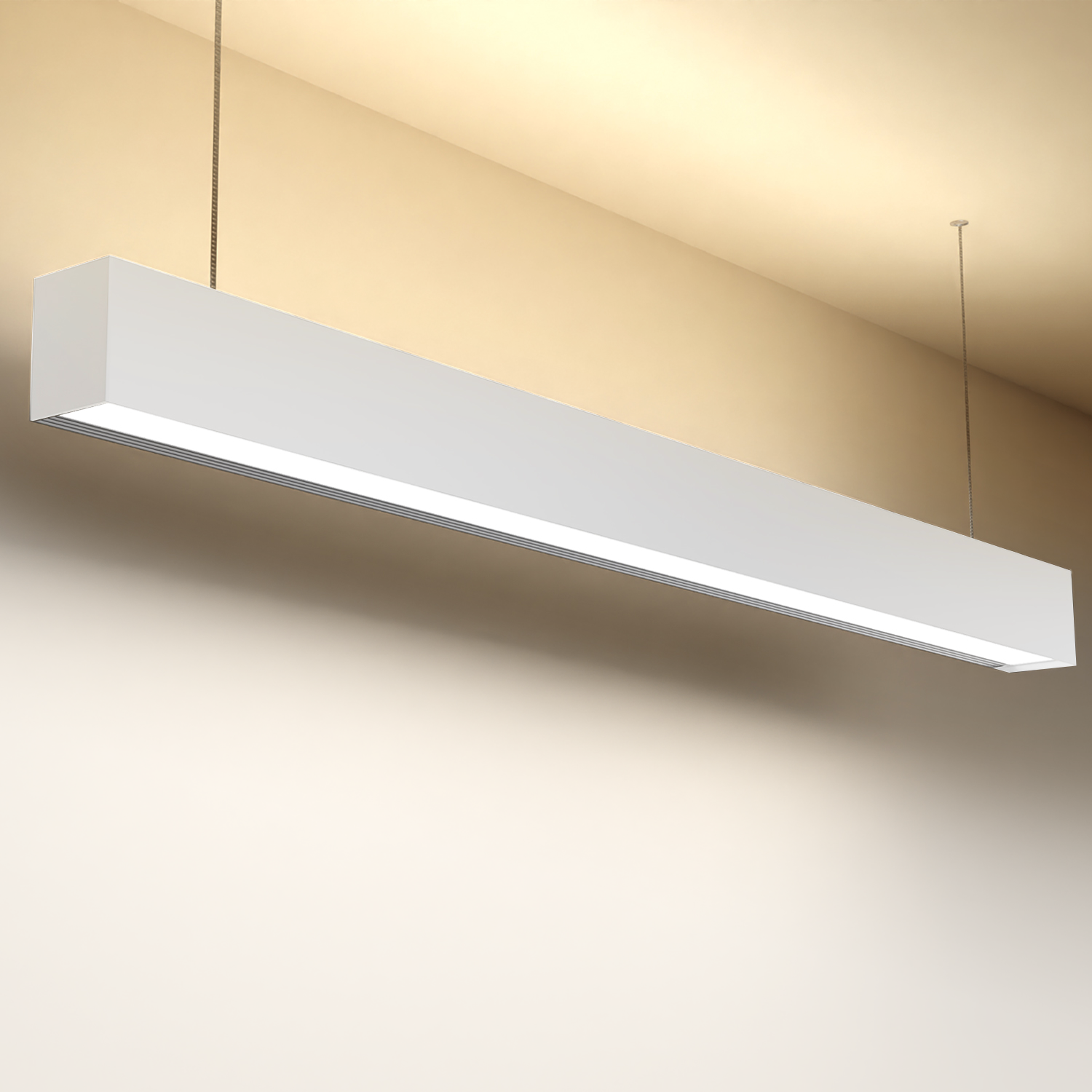 4ft LED Linear Pendant Selectable Up/Down Light, White, 57W, 6300 Lumens