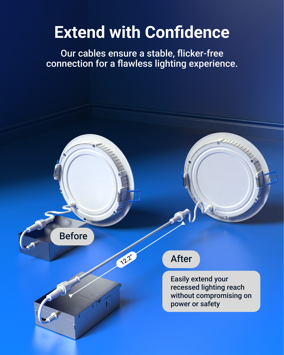 Enjoy flawless lighting with Sunco's Selectable Linking Cables—stable, reliable, and flicker-free.