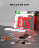Easily install the exit sign with the provided accessories and components.