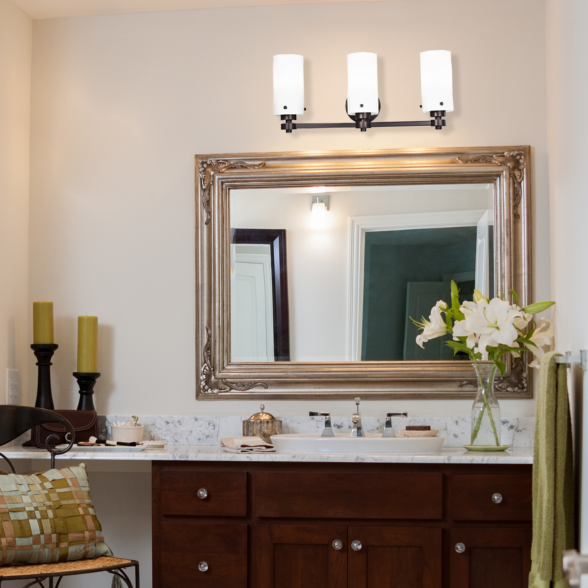 LED Bronze Finish Vanity Light, 22.5" Wide, 3-Light, 4498 Series