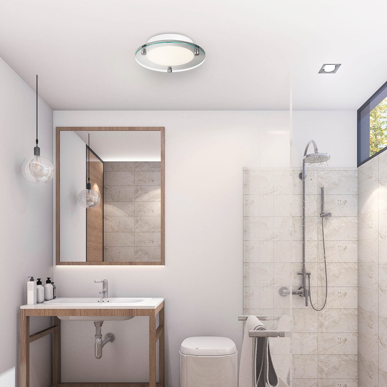 14 Inch Round LED Satin Nickel Ceiling Light, Surface Mount, 2100 Lumens