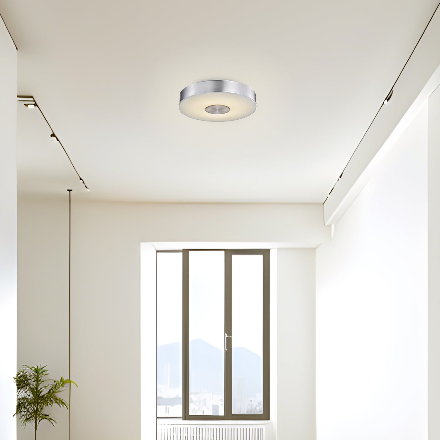11 Inch Round LED Brushed Aluminum Ceiling Light, Fusion, Surface Mount, 1300 Lumens
