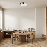 Round LED Satin Nickel Ceiling Light, Klein, Surface Mount, 2100 Lumens