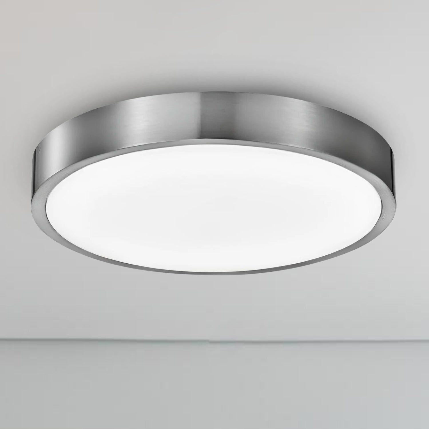 Round LED Satin Nickel Ceiling Light, Stella, Surface Mount, 2300 Lumens