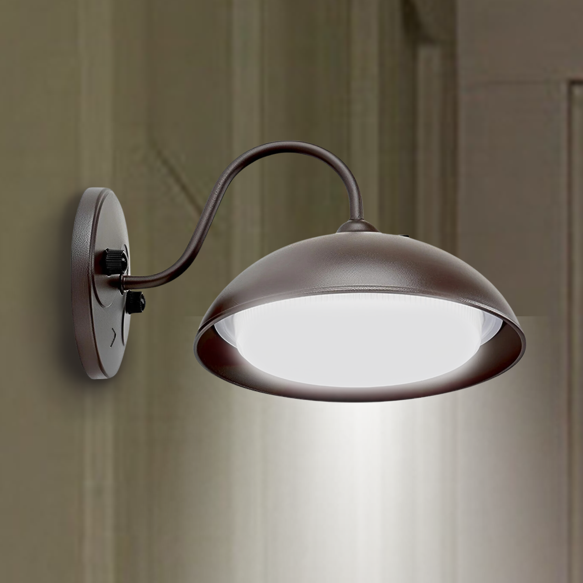 LED Gooseneck Wall Sconce, Dusk to Dawn Photocell, 3000 Lumens