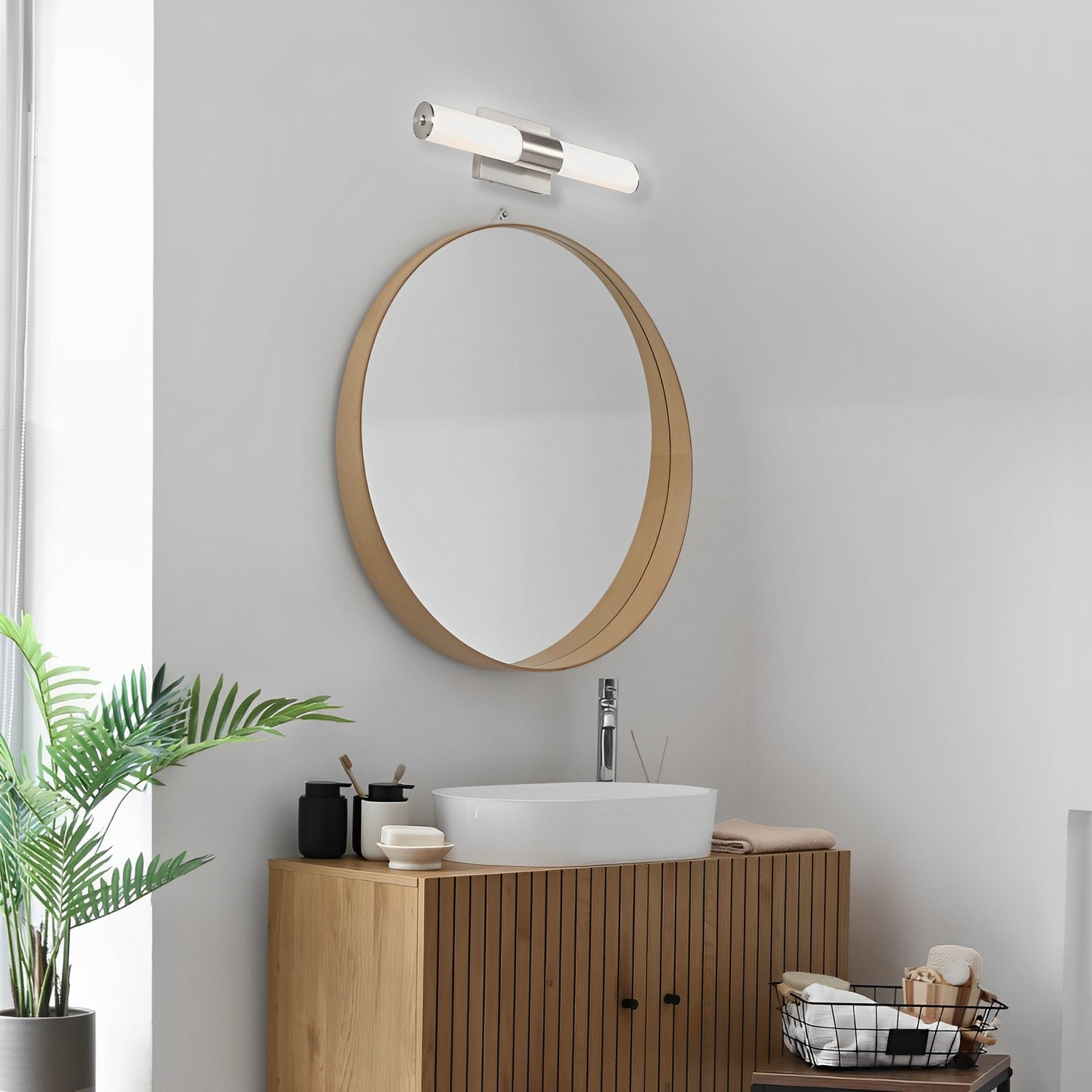 LED Satin Nickel Vanity Light, 25.2" Wide, Selectable CCT, FL5524D-C Series