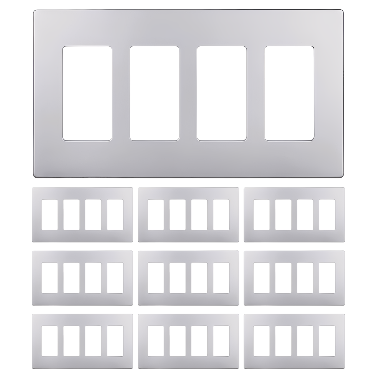 Enerlites Screwless Decorator/GFCI Four-Gang Wall Plate