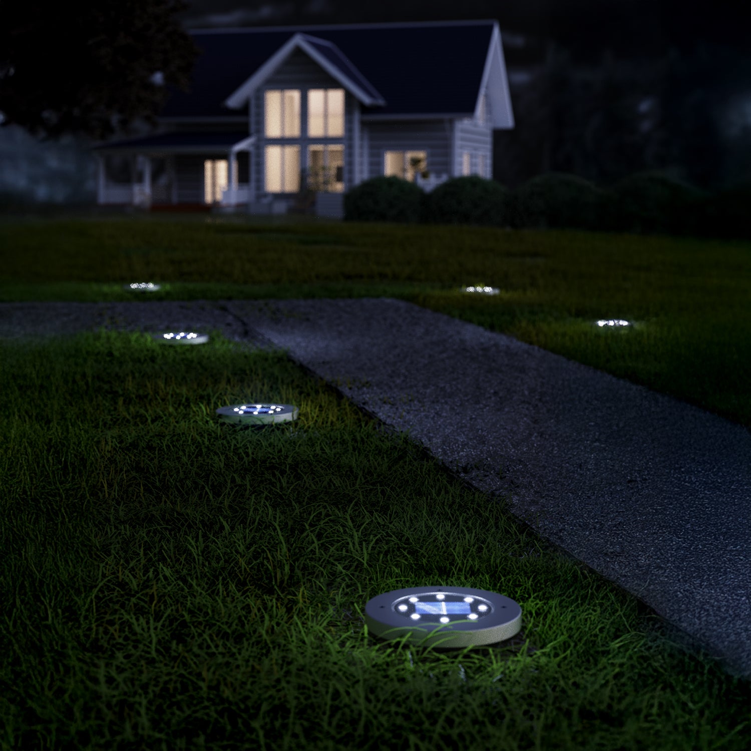 Sunco Lighting LED Round Solar Path Landscape Outdoor Light Sideview Image