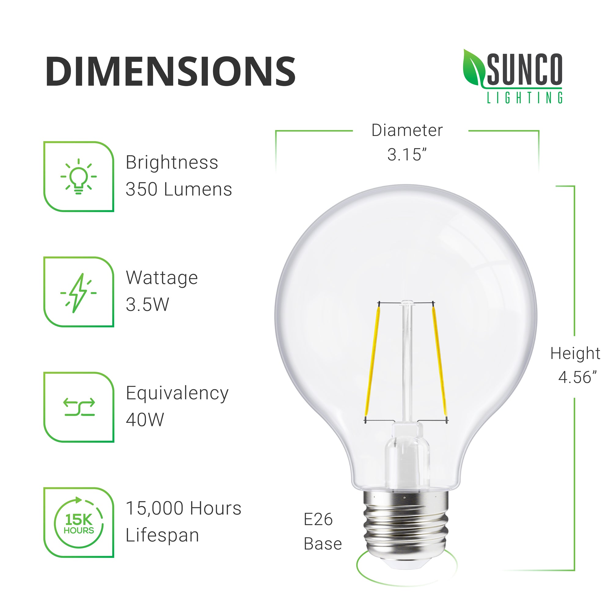 G25 LED Bulb, Filament, Dusk to Dawn Photocell, 350 Lumens