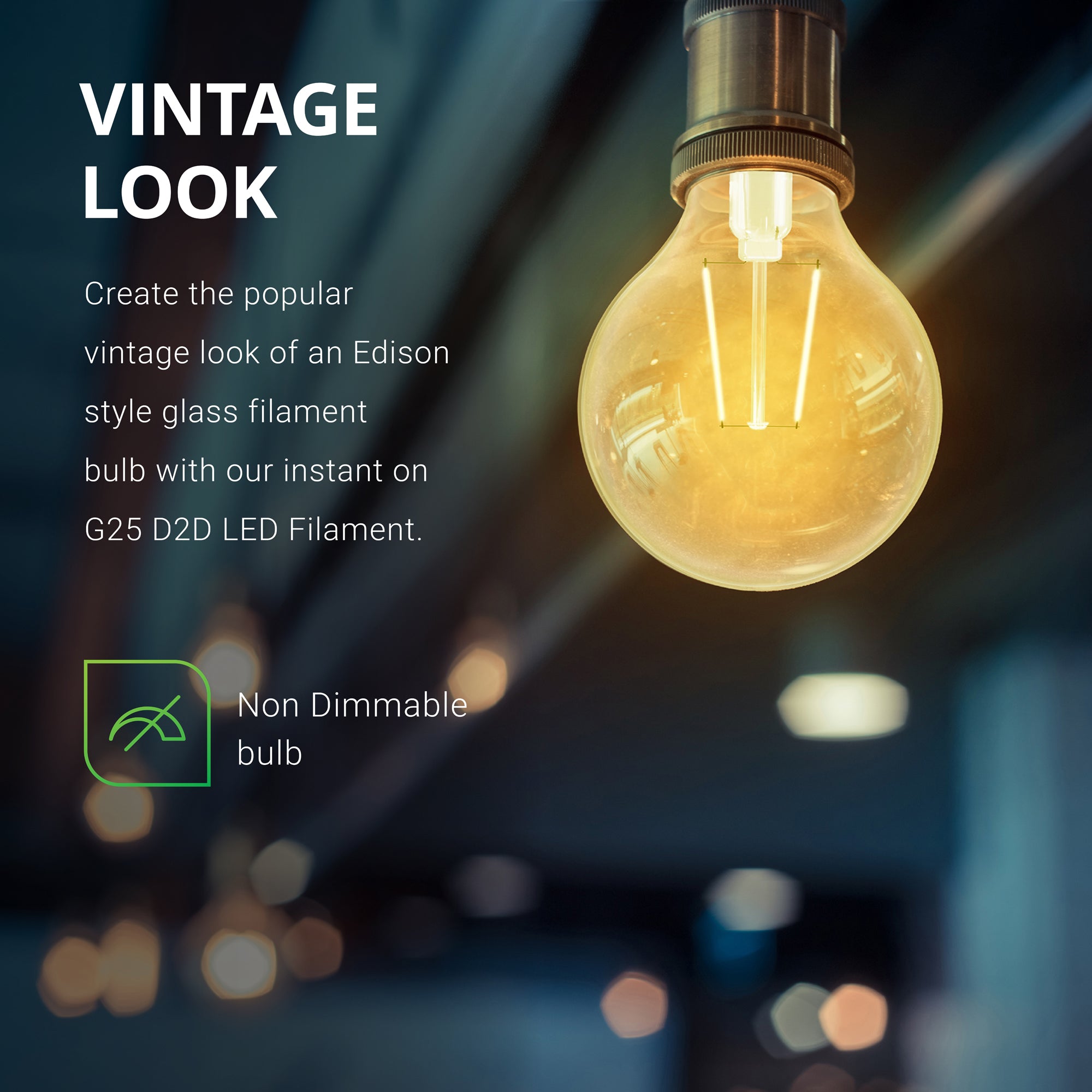 G25 LED Bulb, Filament, Dusk to Dawn Photocell, 350 Lumens