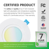 Recessed LED Lighting, 4 Inch, Slim Gimbal, Selectable CCT, 750 Lumens
