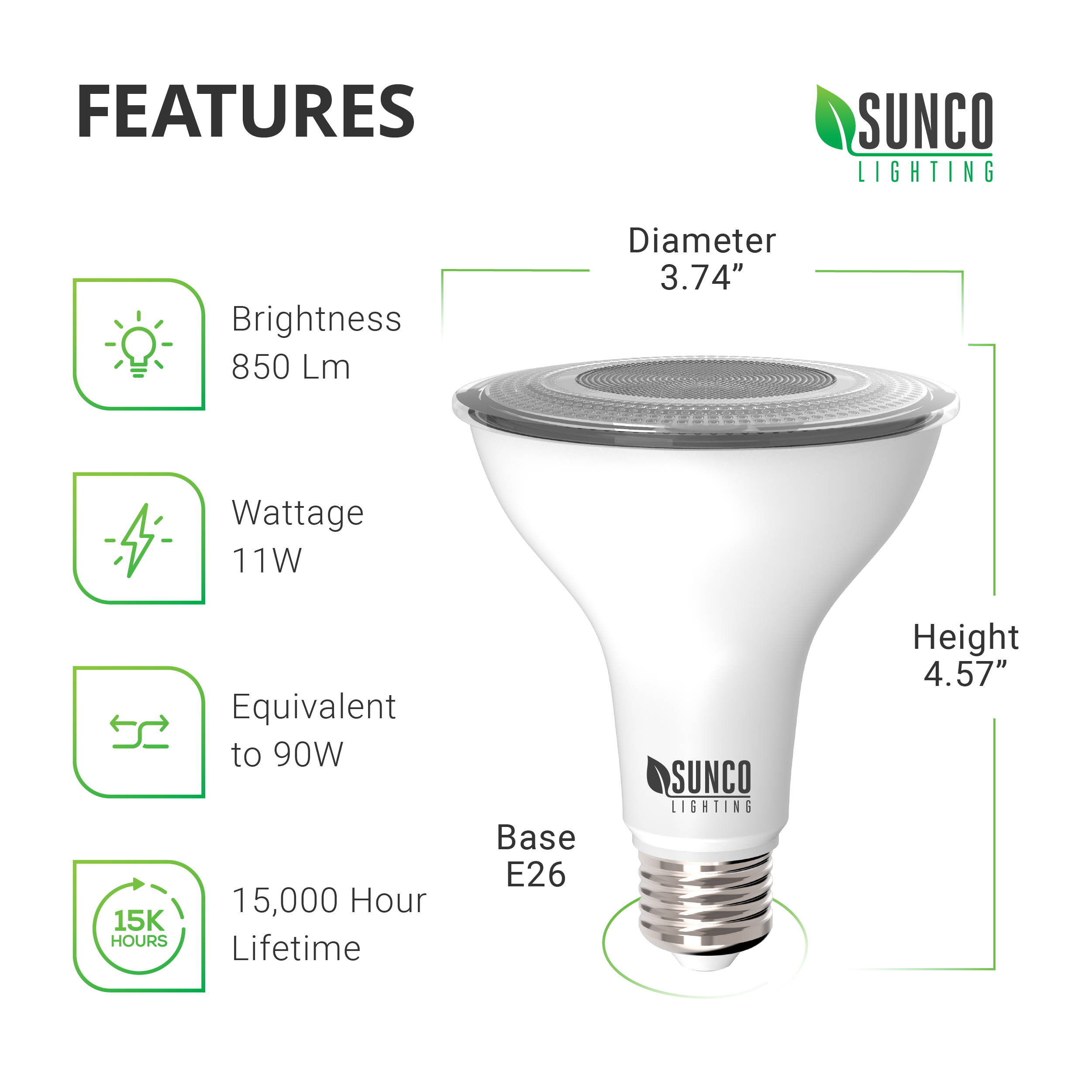 PAR30 LED Bulb, Dusk to Dawn Photocell, 850 Lumens