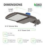 Shoebox LED 150W, Parking Lot, Type III, Dusk to Dawn Photocell, 21000 Lumens