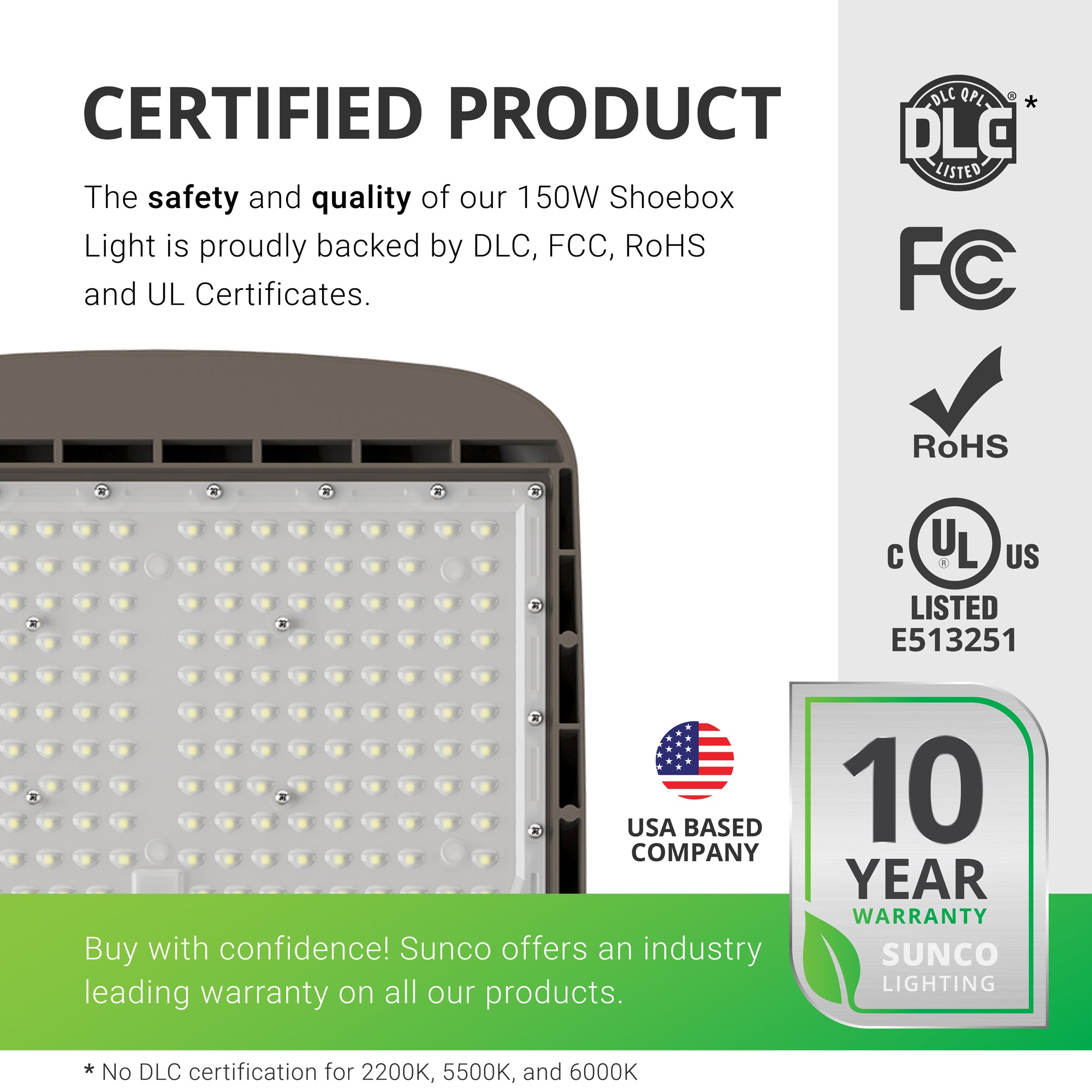 Shoebox LED 150W, Parking Lot, Type III, Dusk to Dawn Photocell, 21000 Lumens