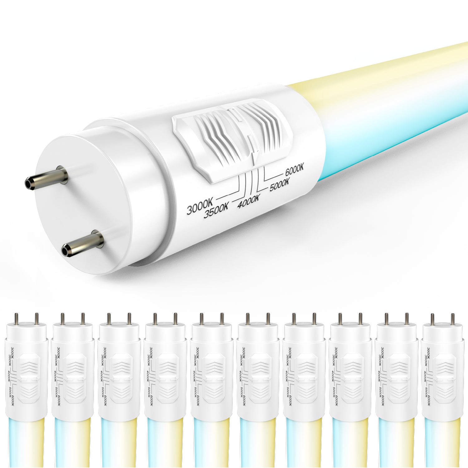 T8 LED Tubes, 4ft, Frosted, Type B, Selectable CCT,  Single /Double Ended 18W, 2200 Lumens