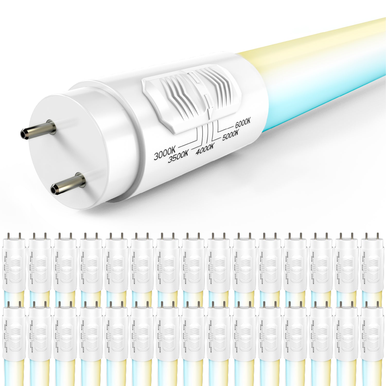 T8 LED Tubes, 4ft, Frosted, Type B, Selectable CCT,  Single /Double Ended 18W, 2200 Lumens