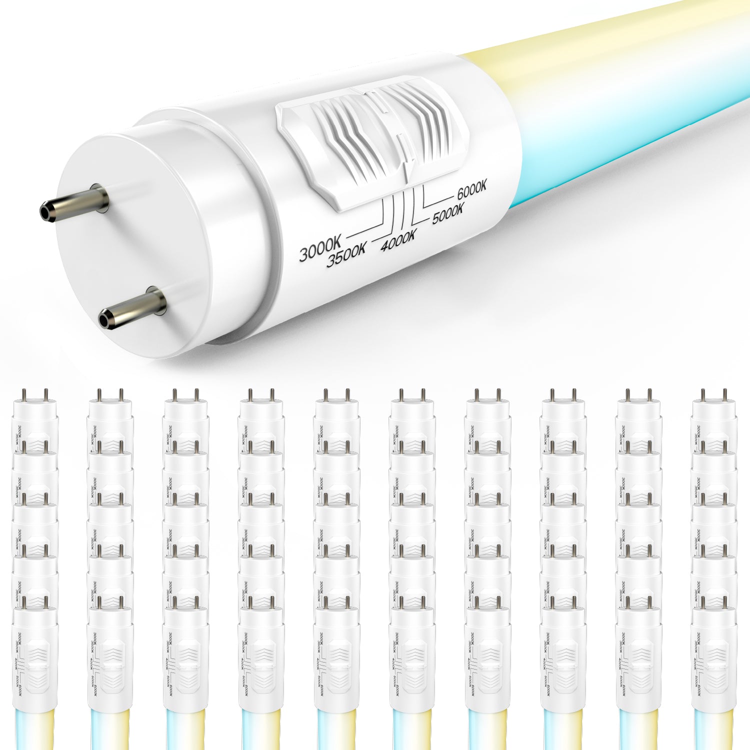 T8 LED Tubes, 4ft, Frosted, Type B, Selectable CCT,  Single /Double Ended 18W, 2200 Lumens