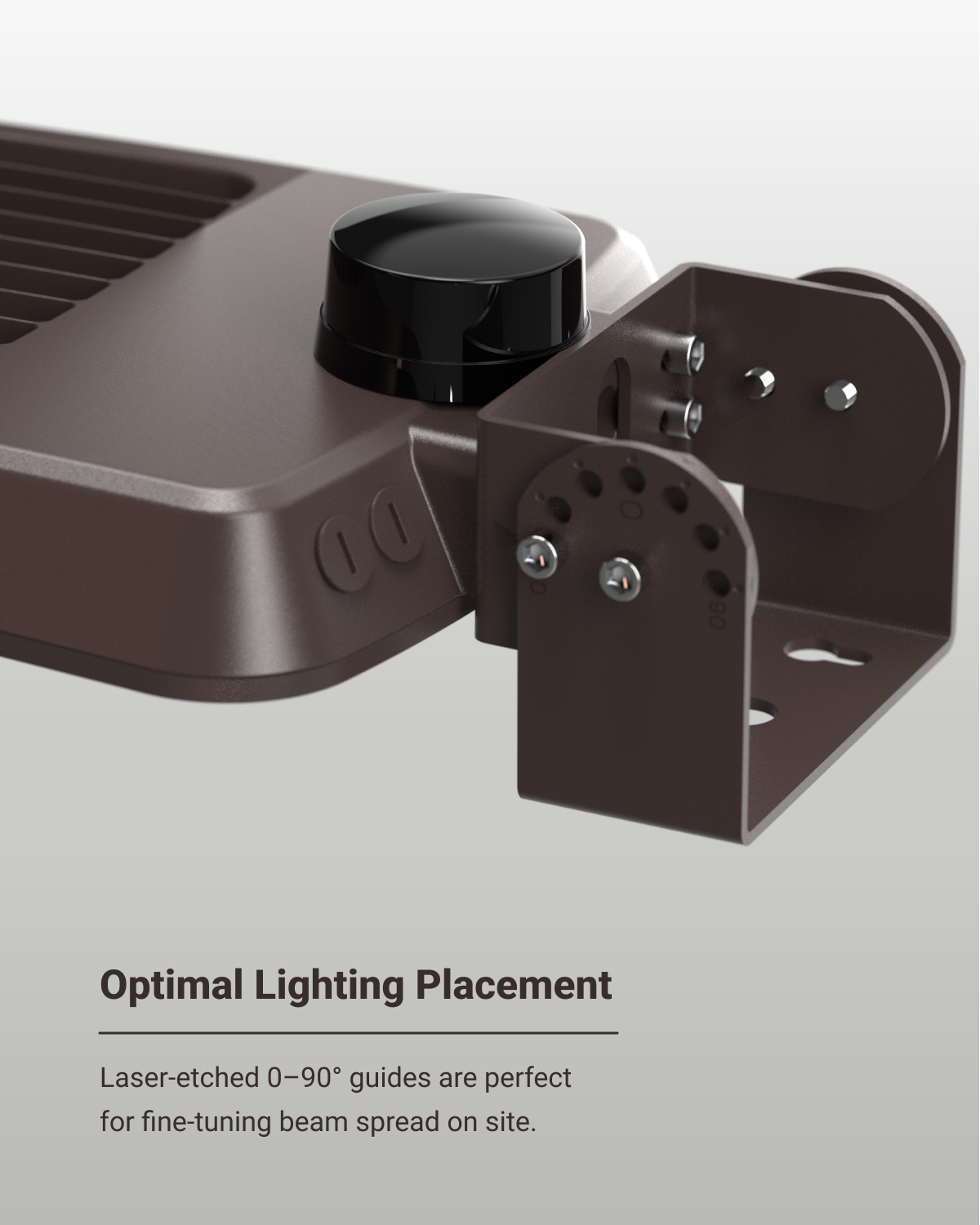 This heavy-duty trunnion mount is built to fit shoebox LED fixtures, providing reliable support and customizable light direction.