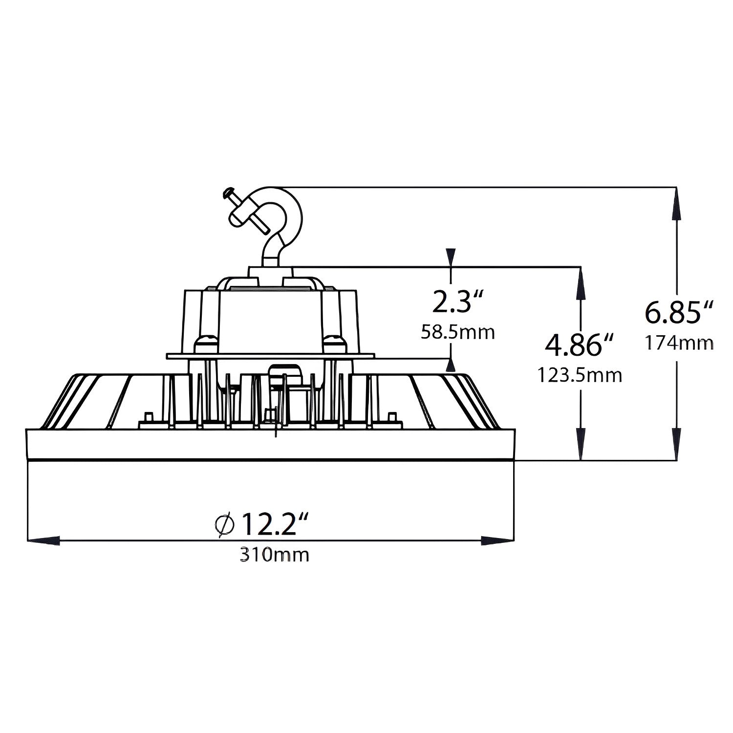 UFO High Bay LED Fixture, 250W/200W/180W, Orion, 277-480V, Selectable Wattage & CCT, 33700 Lumens