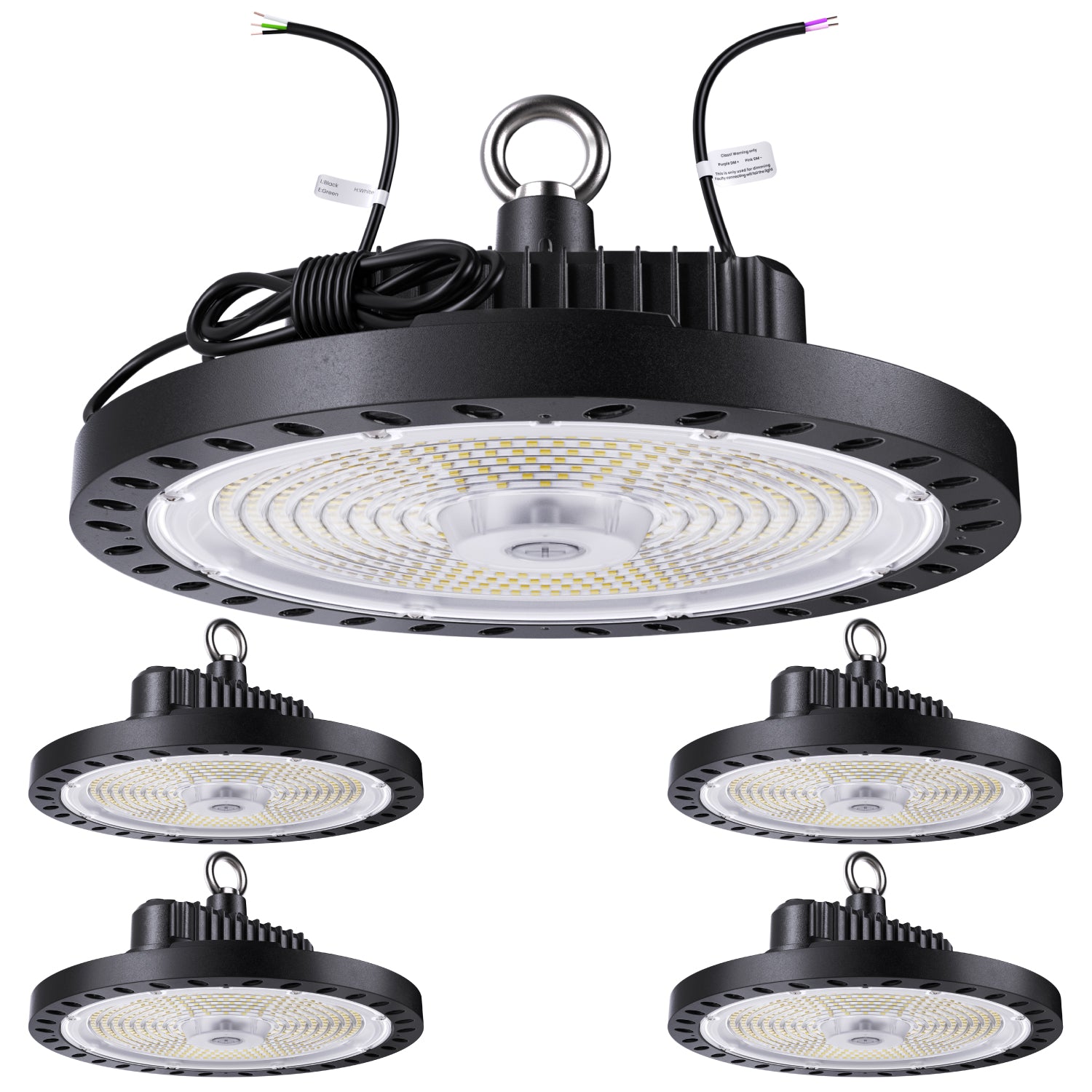 UFO High Bay LED Fixture, 100W/80W/60W/40W, Selectable Wattage & CCT, 16000 Lumens