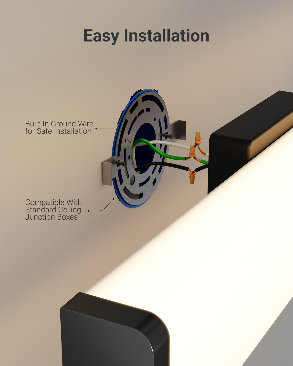 Sunco rectangular vanity light is easy to install and is compatible with standard ceiling junction boxes.