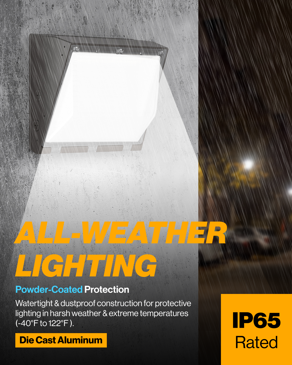 Sunco Lighting IP65-Rated Weatherproof Shatterproof Selectable 3 CCT Wall Pack Watertight Dustproof Construction