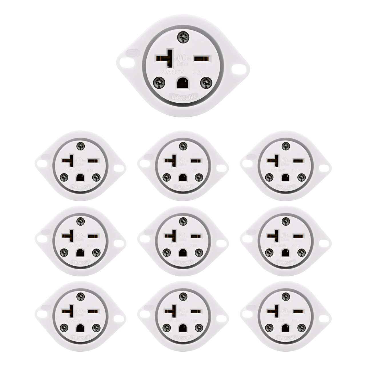 Enerlites Straight Blade Flanged Outlet, 20A, 6-20RFO