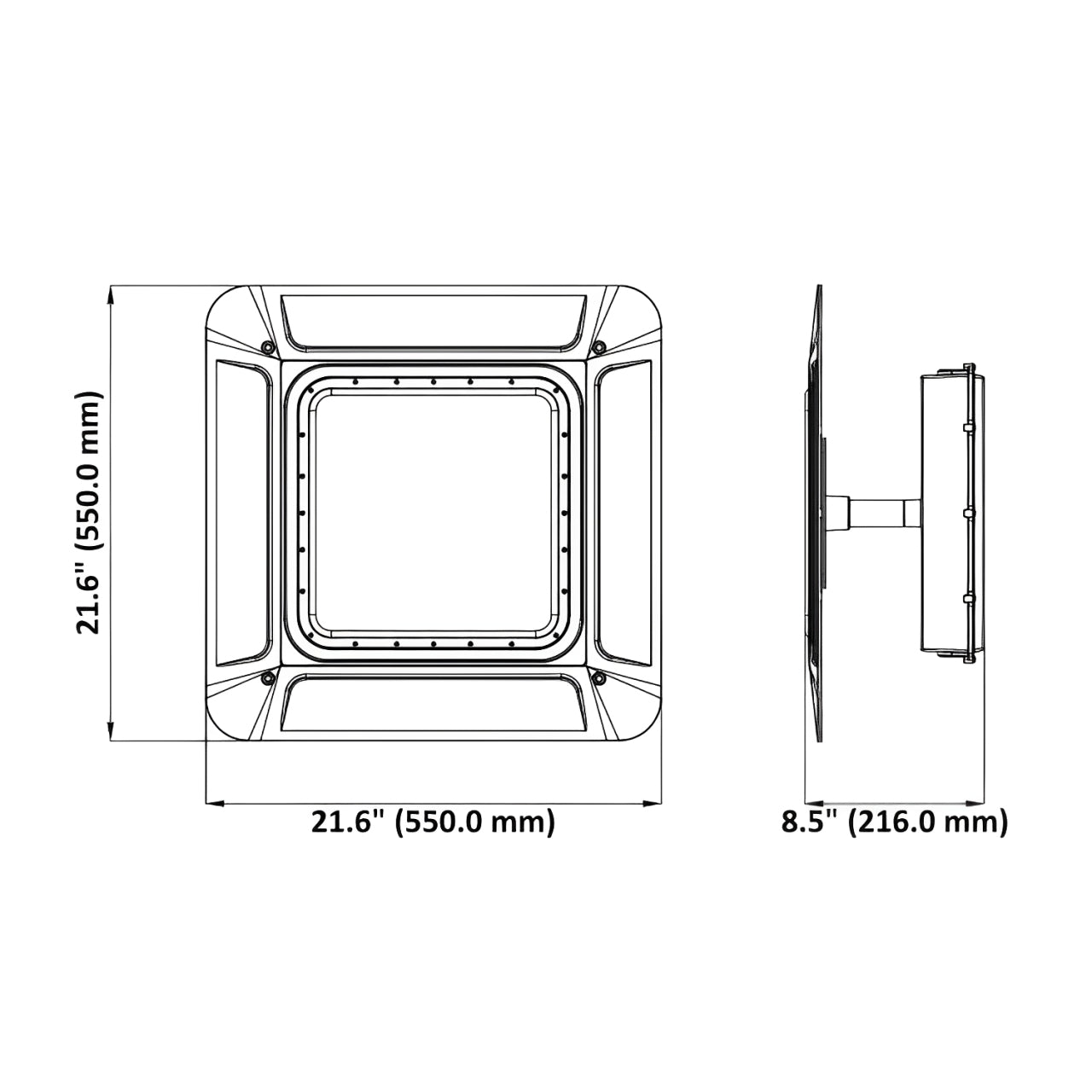 LED Gas Station Canopy Light, 240W, Dimmable, 43200 Lumens